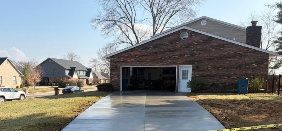 Finished concrete driveway
